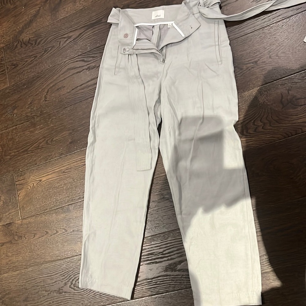 Wilfred Jallade Linen Tie Front Pant. Size 2. Silver skin grey.
